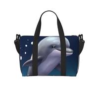 Borsa da viaggio a tracolla con renna natalizia, impermeabile, grande capacità, borsa da palestra, Delfino animale marino carino, Taglia unica