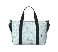 Borsa da viaggio a tracolla con stampa chimica, 41 cm x 29 cm x 15 cm, borsa da viaggio con fondo sedia, borsa da cabina, borsa da notte, borsa tote unisex, Nero , Taglia unica