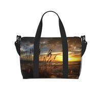 Borsa da viaggio a tracolla con stampa con scena costiera calma, adatta per brevi viaggi e allenamenti in palestra