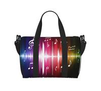 Borsa da viaggio a tracolla con stampa di note musicali, adatta per brevi viaggi e allenamenti in palestra