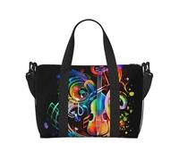 Borsa da viaggio a tracolla con stampa panda adorabile - Borsa da viaggio impermeabile, borsa da palestra di grande capacità, Musica colorata., Taglia unica