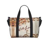 Borsa da viaggio a tracolla con stampa romantica con albero e bicicletta sotto il cuore, borsa da viaggio a tracolla singola borsa sportiva e fitness borsa da viaggio