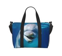 Borsa da viaggio a tracolla estetica con fiori, borsa da viaggio impermeabile, borsa da palestra di grande capacità, Delfino con sorriso, Taglia unica
