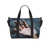 Borsa da viaggio a tracolla estetica con fiori, borsa da viaggio impermeabile, borsa da palestra di grande capacità, Mano della persona in acqua, Taglia unica