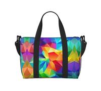 Borsa da viaggio a tracolla geometrica arcobaleno, 41 cm x 29 cm x 15 cm, borsa da viaggio, borsa da viaggio, borsa da viaggio, borsa per la notte, borsa tote unisex, Nero , Taglia unica