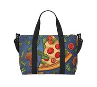 Borsa da viaggio a tracolla impermeabile con fiori e frutti tropicali, grande borsa da viaggio con tracolla regolabile, multi-scomparto per palestra, viaggi, attività all'aperto, Pizza., Taglia unica