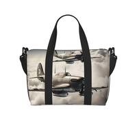 Borsa da viaggio a tracolla impermeabile in lattice blu, grande borsa da viaggio con tracolla regolabile, multi-scomparto per palestra, viaggi, attività all'aperto, Aereo aereo della seconda guerra