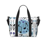 Borsa da viaggio a tracolla per adulti con note musicali stampate a pois adatta per viaggi, campeggio, picnic