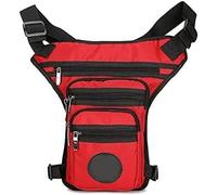 Borsa da viaggio all'aperto con coscia, Marsupio da uomo, marsupio da coscia, marsupio da motociclista, multitasche, borse a tracolla, marsupio da gamba in nylon da uomo(Red)