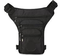 Borsa da viaggio all'aperto con coscia, Marsupio da uomo, marsupio da coscia, marsupio da motociclista, multitasche, borse a tracolla, marsupio da gamba in nylon da uomo(Black)