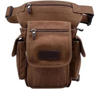 Borsa da viaggio all'aperto con coscia, Uomo Tela Vita Goccia Gamba Borsa Messenger Spalla Fanny Pack Tracolla Coscia Fianchi Cintura for Viaggio Motociclo Marsupio(Coffee)