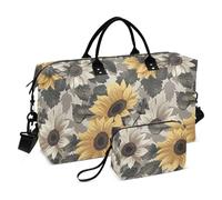 Borsa da viaggio Anime Girasole Frassino Caffè Nero Carry On Personal Item Bag con Cinghia Regolabile per Palestra 2 Pz Set maletín de para mujer
