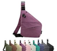 Borsa da viaggio antifurto, borsa a tracolla unisex, crossbody, borsa da petto, leggera, semplice e con grande capacità per viaggi, sport e lavoro, Lilla, spalla sinistra