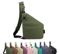 Borsa da viaggio antifurto, borse a tracolla unisex, crossbody, borsa sul petto, leggera, semplice e con grande capacità per viaggi, sport e lavoro, Verde Militar, Linke Schulter
