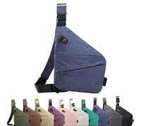 Borsa da viaggio antifurto, borse a tracolla unisex, crossbody, borsa sul petto, leggera, semplice e con grande capacità per viaggi, sport e lavoro, Blu, Linke Schulter