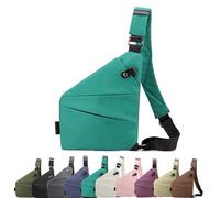 Borsa da viaggio antifurto, unisex, borsa a tracolla, borsa sul petto, leggera, semplice e con grande scomparto per viaggi, sport e lavoro, verde erba, Rechte Schulter