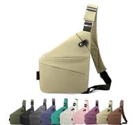 Borsa da viaggio antifurto, unisex, borsa a tracolla, borsa sul petto, leggera, semplice e con grande scomparto per viaggi, sport e lavoro, cachi, Linke Schulter