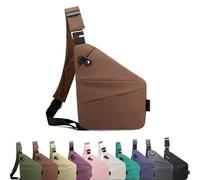 Borsa da viaggio antifurto, unisex, borsa a tracolla, crossbody, borsa sul petto, leggera, semplice e con grande capacità per viaggi, sport e lavoro, caffè, Rechte Schulter