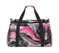 Borsa da viaggio artistica a mano rosa astratta grigio marmorizzato - Grande borsa riutilizzabile per la spesa, perfetta per attività all'aperto, sport, campeggio e generi alimentari, nero, Taglia