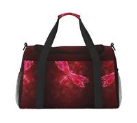 Borsa da viaggio astratta con libellula rossa, grande, pieghevole, impermeabile, per la notte, spiaggia, piscina, sport, palestra