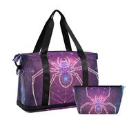 Borsa da viaggio astrologica con tarocchi misteriosi colorati, borsa a tracolla per il fine settimana con borsa da toilette per palestra, set da 2 pezzi, Tarocchi misteriosi colorati astrologici, 1