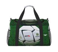 Borsa da viaggio bianca con stampa di pallone da calcio per weekender durante la notte borsa da viaggio per donne uomini palestra bagaglio a mano, Nero , Taglia unica