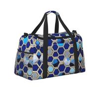 Borsa da viaggio blu con esagoni e diamanti, borsa da viaggio per weekender, borsa da palestra, borsa da viaggio essenziale per donne e uomini, Nero , Taglia unica