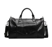 borsa da viaggio Borsa da donna Fashion PU Leather Large Duffle Borsa da viaggio Organizer Sport Borse da palestra Borsa a tracolla da esterno Borsa da weekend(Black travel bag)