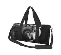 Borsa da viaggio, Borsa da palestra Borsa da viaggio Borsa da notte Borsa sportiva da weekend per nuoto yoga,Lupo con gli occhi rossi stampato