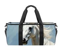 Borsa da viaggio,borsa da palestra da uomo,borsa da palestra da donna,Animale da fattoria Cavallo bianco,borsa sportiva
