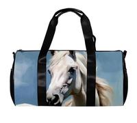 Borsa da viaggio,borsa da palestra da uomo,borsa da palestra da donna,Animale da fattoria Cavallo bianco,borsa sportiva
