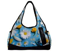 Borsa da viaggio,borsa da palestra da uomo,borsa da palestra da donna,fiore giallo margherita bianca,borsa sportiva
