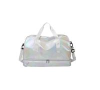 borsa da viaggio Borsa da viaggio da donna lucida, grande capacità, borsa a tracolla, casual, a tracolla, borsa da viaggio, separazione asciutto-bagnato, borsa sportiva e fitness(White-1PC)