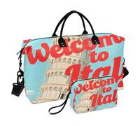 Borsa da viaggio Borsa da viaggio Weekender Gear Bag con tracolla regolabile per viaggio grande capacità Benvenuti in Italia Paesaggio Cultura