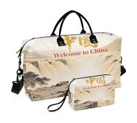 Borsa da viaggio Borsa da viaggio Weekender Viaggio Pernottamento Borsa con Cinghia Regolabile per Viaggio Multifunzionale Benvenuto In Cina Paesaggio Cultura