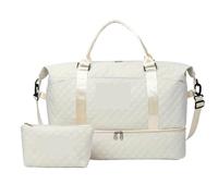 Borsa da Viaggio Borsone da viaggio di grande capacità con scomparto for scarpe e custodia for cosmetici, casual, for il fine settimana la notte(White)