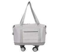 Borsa da viaggio - Borsone espandibile con ruote girevoli a 360° - Borsa da viaggio pieghevole per viaggi e viaggi su strada, grigio, 40x30CM/15.7X11.8IN