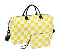 Borsa da viaggio Buffalo Plaid Check Oro Bianco Cuore Carry On Spalla Weekend Tote con Toiletry Bag per Trekking Impermeabile bolso para en avion