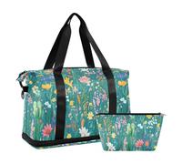 borsa da viaggio Carry On Peronal Item palestra bag port duffel bag for port Multifunzionale, semplice primavera fresco floreale verde