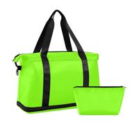 Borsa da viaggio Chartreuse verde prato tinta unita tinta unita borsa da palestra borsa a tracolla Weekend Tote con borsa da toilette per trekking grande capacità, verde prato chartreuse Tinta unita