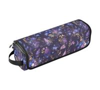 Borsa da viaggio chic per strumenti per capelli con fiore viola e tappetino resistente al calore, custodia da viaggio a doppio strato per ferro arricciacapelli, piastra per capelli, asciugacapelli
