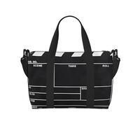 Borsa da viaggio classica a tracolla nera da cinema, 41 cm x 29 cm x 15 cm, borsa da viaggio con fondo sedia, borsa da cabina, borsa per la notte, borsa tote unisex, Nero , Taglia unica