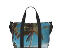 Borsa da viaggio classica per auto, impermeabile, grande borsa da viaggio con tracolla regolabile, multi-scomparto per palestra, viaggi, attività all'aperto, Albero di cocco spiaggia, Taglia unica
