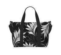 Borsa da viaggio classica per auto, impermeabile, grande borsa da viaggio con tracolla regolabile, multi-scomparto per palestra, viaggi, attività all'aperto, Nero e bianco, Taglia unica