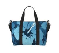Borsa da viaggio classica per auto, impermeabile, grande borsa da viaggio con tracolla regolabile, multi-scomparto per palestra, viaggi, attività all'aperto, Ibisco blu., Taglia unica