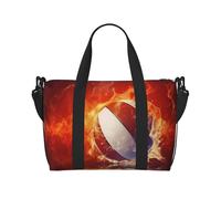 Borsa da viaggio classica per auto, impermeabile, grande borsa da viaggio con tracolla regolabile, multi-scomparto per palestra, viaggi, attività all'aperto, Basket Fiamme e Gocce d'acqua, Taglia