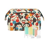 Borsa da viaggio colorata a forma di clown con stampa di circo e cartoni animati, borsa da viaggio con cerniera, borsa per cosmetici grandi