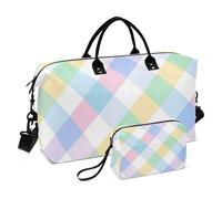Borsa da viaggio colorata a griglia borsa da viaggio borsa da allenamento con borsa da toilette per sport di grande capacità, Griglia colorata, 1 size