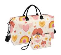 Borsa da viaggio colorata arcobaleno Cupido Love Borsa da viaggio Weekender Pernottamento Borsa da palestra con tracolla regolabile per palestra impermeabile, Amore di Cupido arcobaleno colorato, 1