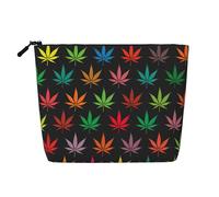 Borsa da viaggio colorata con foglie di canna a donna borsa cosmetica in canapa finta custodia con cerniera di grande capacità